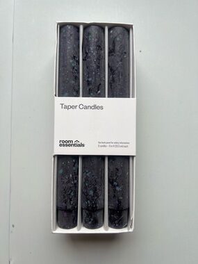 room essentials Black Speckled Taper Candles - Pack of 6